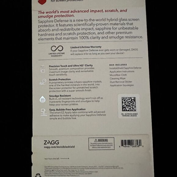 Invisible Shield Sapphire Defense Hybrid glass iPhone X NIB - Picture 2 of 5